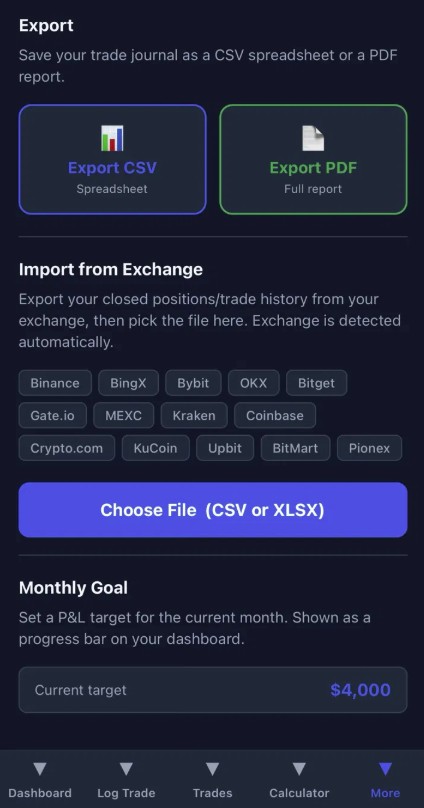Exchange history import